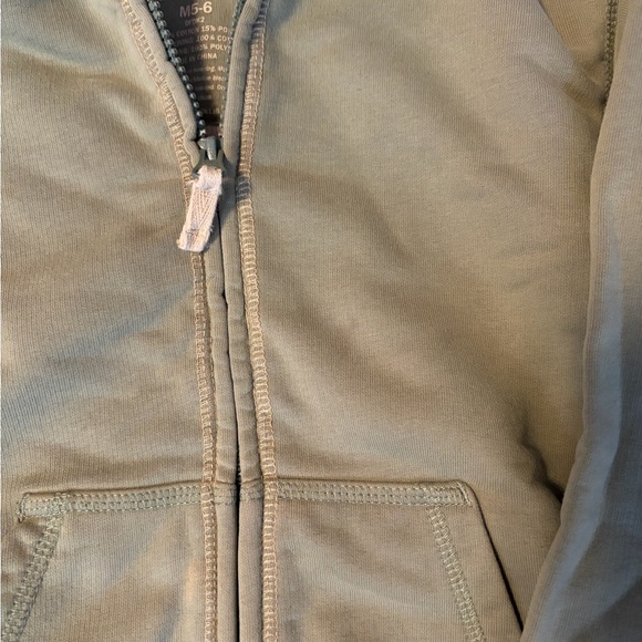 LL Bean Kids Sherpa-Lined Green Hoodie with Contrast Stitching (Size Kids 5-6) - Picture 2 of 6